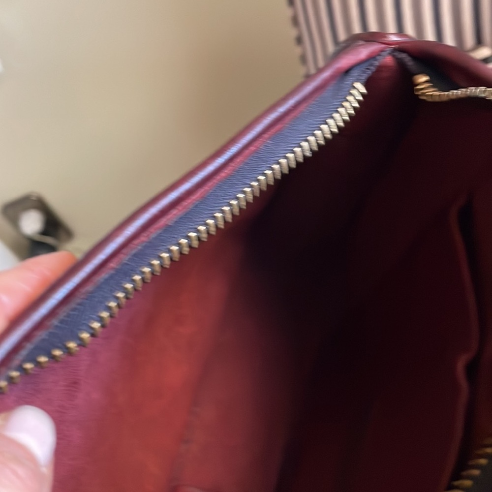 VINTAGE COACH BASIC BAG ZIPPERED CLUTCH 9455 BURGUNDY GLUE IN REG NEW YORK CITY - Picture 11 of 11